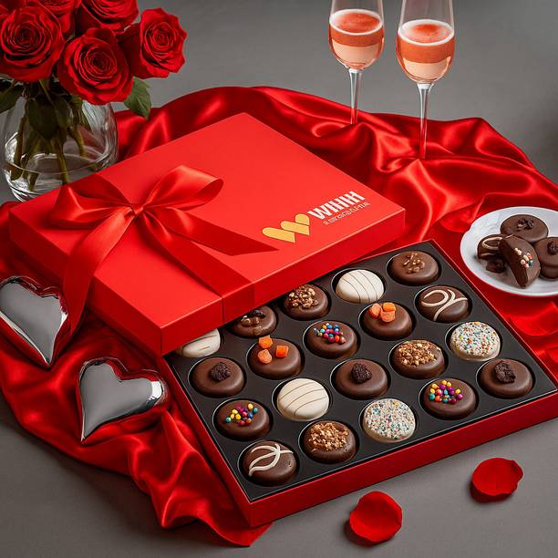 WINNI CELEBRATE RELATIONS Luxury Handmade 24 Pcs Chocolate Cookies Gift Pack | Cookies Gifts Box Fudges, Bites