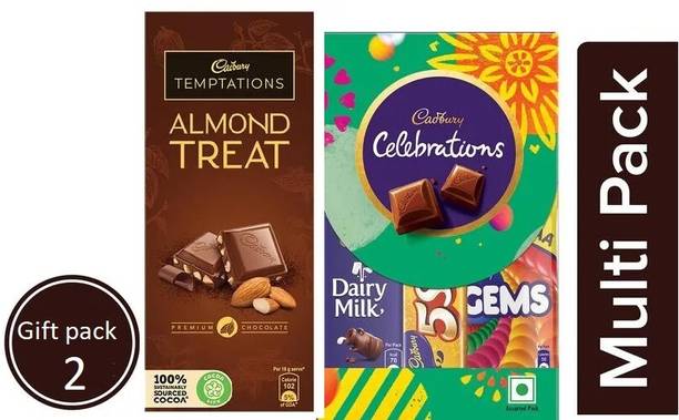 Cadbury Temptation Almond Treat Chocolate 72g & Celebrations 62g pack of 2 Bars