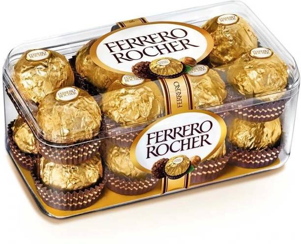FERRERO ROCHER 16 Pieces Gift Box 200g- Combined with 2 Natural Yellow LED DIYA Truffles