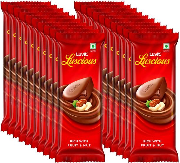 LuvIt Luscious Fruit & Nut Chocolate | Multipack | Deliciously Smooth | Bars