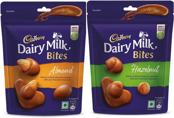 Cadbury Dairy Milk Bites Almond Roasted & Bites - Hazelnut, Roasted & Chocolate Bites Gift Pack