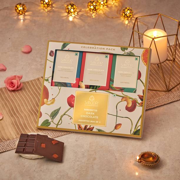 Smoor Dark Bar Assorted Celebrations Pack of 3 | 80g x 3 | Gourmet Snacking & Gifting Bites