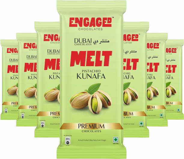 engaged Pistachio Kunafa chocolate Bar, 60gm (Pack of 7), 420gm Bars