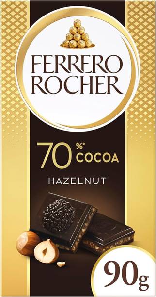 FERRERO ROCHER 70% Cocoa Hazelnut Flavor Premium Dark Chocolate - Love At First Bite Bars