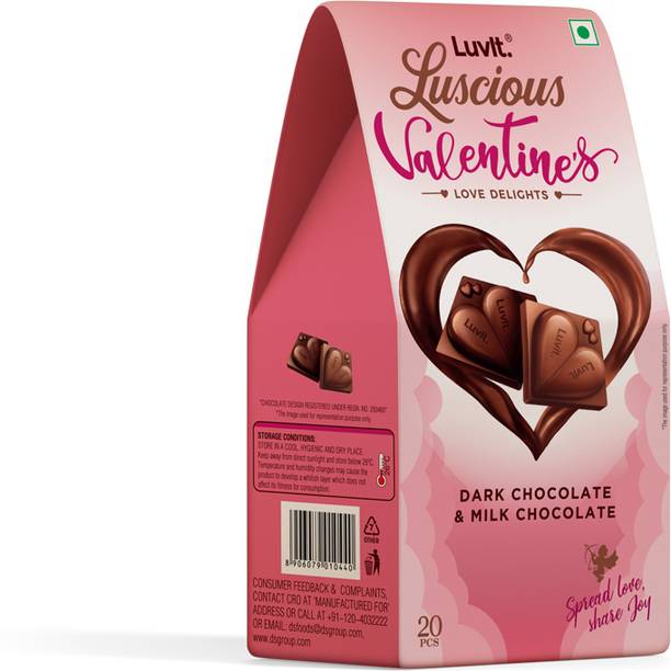 LuvIt Luscious Valentine's Love Delights|Heart Shaped Milk & Dark Chocolates Gift Bars