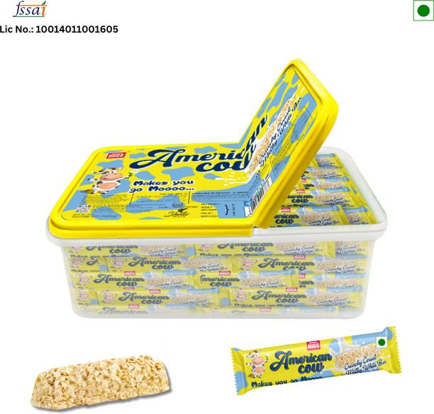 HUGS American Cow Container - White Chocolate Cereal Bar | Tasty Oat Chocolate Snack Bar