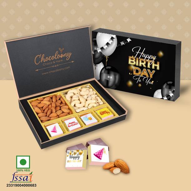 Chocoloony Birthday Gift Box, Chocolate & Dryfruit Gift Box For Friends, Family, Loved Ones Bars