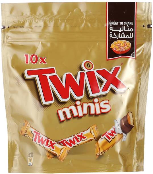 Twix Minis Crunchy Biscuit, Caramel Coatd Smooth And Creamy Milk Chocolate 10 Mini Bars