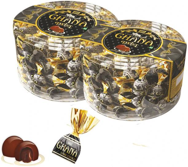 HUGS Ghana Twist Dark Chocolate 36Pcs pvc Jar Pack Of 2 Truffles