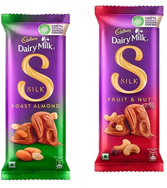 Cadbury Silk Roast Almond Chocolate & Dairy Milk Silk Fruit and Nut Bars