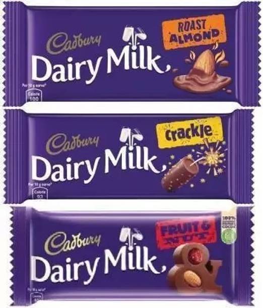 Cadbury FRUIT & NUT + CRACKLE + ROAST ALMOND (3X 36 GM ) Bars Bar