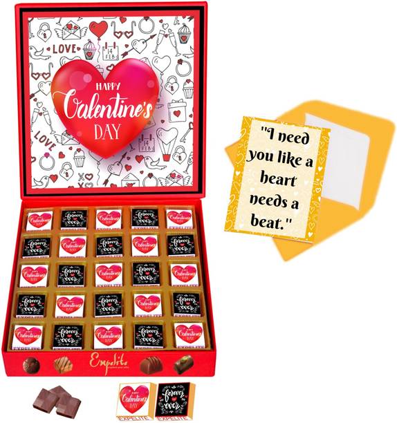 Expelite Romantic Valentines Gifts For Husband - 25 Chocolates Best Valentine Day Gift For Girlfriend Bars