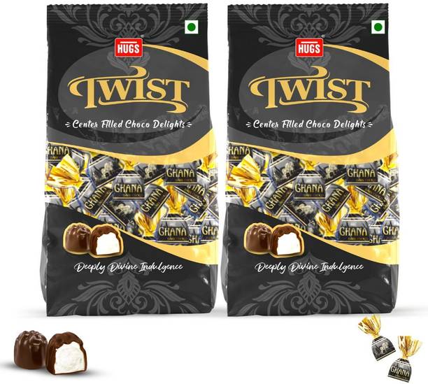 HUGS Ghana Twist Center-filled Dark Chocolates - Perfect Gifting Chocolate Truffles