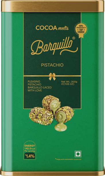 BARQUILLO Premium Chocolate filled with Pista Flavoured Cream - Tin Pack Bites