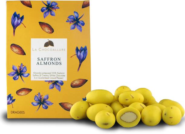 la chocoallure Saffron Almonds ( Kesar Rabdi Almonds) Fudges