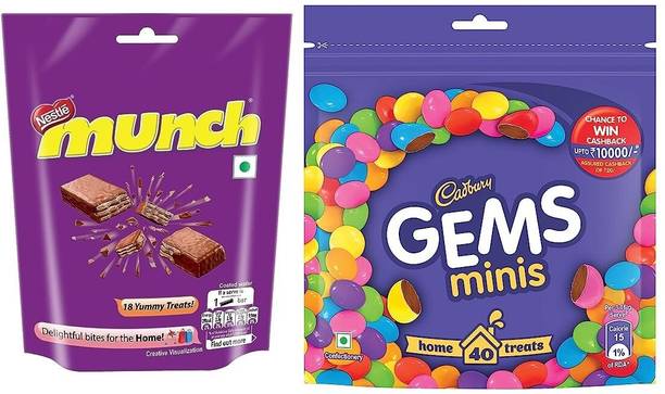 NESTLE Munch Chocolate & Gems Chocolate Bars