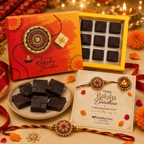 HEALTHY CRAVE CUISINE Sugar Free Choco Delight Gift Box - Rakhi Gift Edition Bites Gift Pack