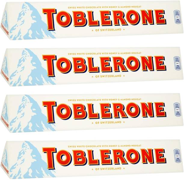 Toblerone SWISS WHITE CHOCOLATE (4 x 100 gm) WITH HONEY & ALMOND NOUGAT Bars