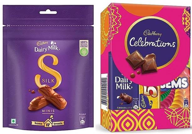 Cadbury Dairy Milk Silk Chocolate 153g & Celebration 62g Rakhi chocolate Gift pack Bar Gift Pack