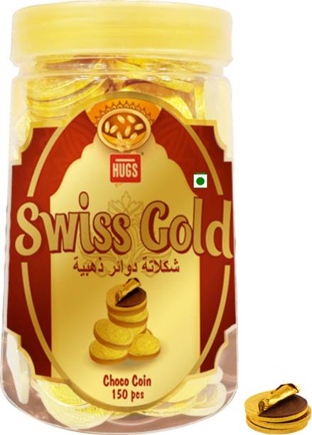 HUGS Swiss Gold Choco Coins | Chocolate Gift Pack - Milk Chocolate Coins Bites