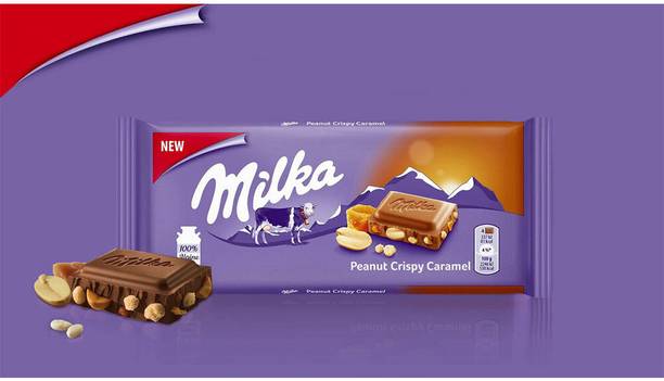 milka 100 % Alpine Milk Chocolate Peanut Crispy Caramel (IMPORTED FROM SWITZERLAND) Bars