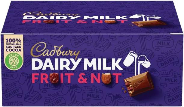 Cadbury Dairy Milk Fruit & Nut Chocolate Bars – Pack of 12 (30 g Each) Bars