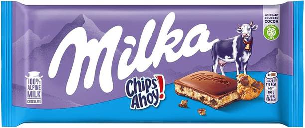 milka 100% Alpine Milk Chips Ahoy Chocolate (IMPORTED FROM SWITZERLAND) Bars