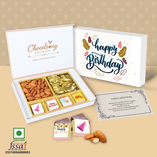Chocoloony Special Birthday Gift Box For Loved Ones with Chocolate, Almonds & Rocks Bars