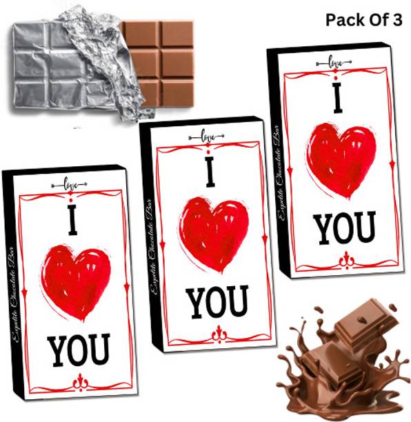 Expelite Love Chocolate Gift Bar/35 Grams Each (Pack of 3) Birthday, Anniversary Gift Bars