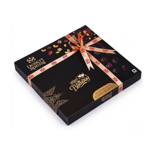 Dessertspring MESSAGE BOX - BLACK - BIRTHDAY - GIFT HAMPER CHOCOLATE GIFT PACK 185g Bites