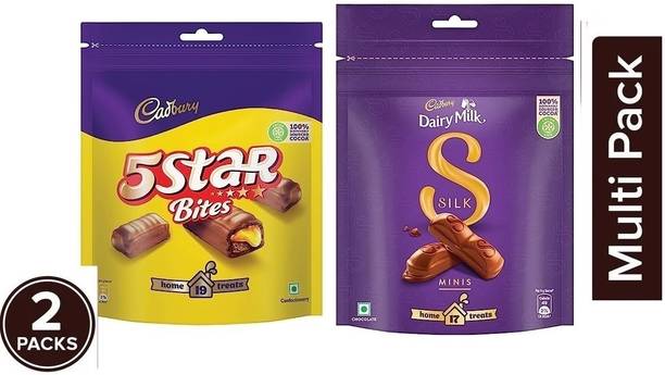 Cadbury 5 Star Chocolate Home Bars 191.9 g & Dairy Milk Silk Chocolate Home 153 g Gift Bars