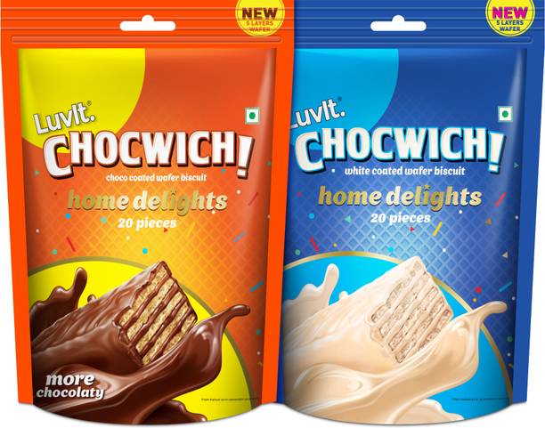 LuvIt Chocwich & Chocwich White Home Delights Wafer Chocolates | Crunchy & Delicious | Bars