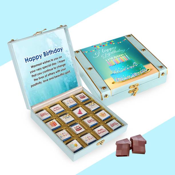 Chocoloony Birthday Gift For Brother 16pcs Milk Chocolate Gift MDF Wooden Box For Husband Caramels