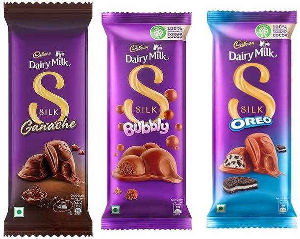 Cadbury Silk Ganache 58g nd Silk Oreo 60g nd Silk Bubbly 50g Bar Gift Pack