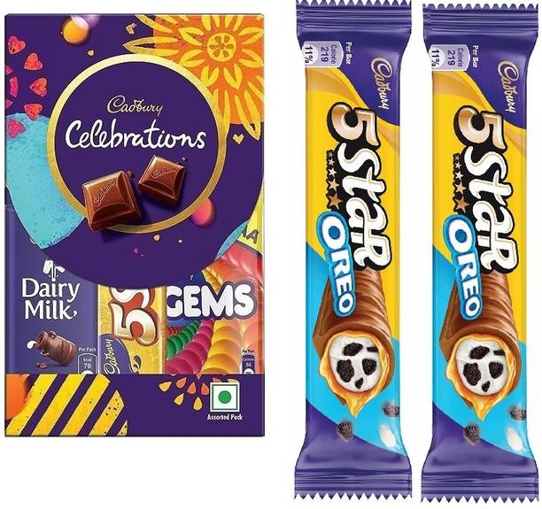 Cadbury Rakhi CelebrationsChocolate Gift Pack 60g & 5 Star Oreo Chocolate 42gx2 packof3 Bars