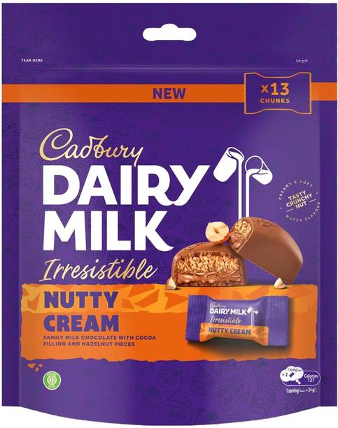 Cadbury Dairy Milk Nutty Cream with Cocoa Filling & Hazelnut Pieces | Bars