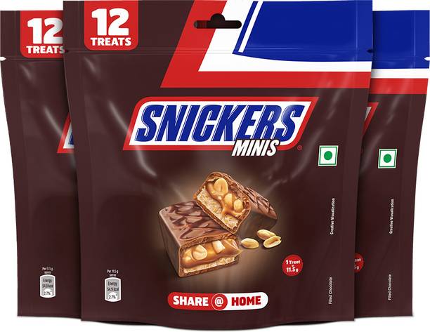 SNICKERS Minis Chocolate Pack, Loaded with Peanuts, Nougat, & Caramel, 12 Minis Bars