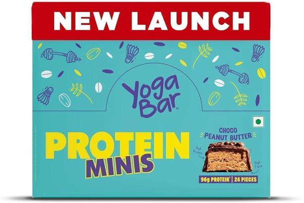 Yogabar Protein Minis 4g Protein|24 Bars|Choco Peanut Butter|Dark Chocolate|Gluten free Bars
