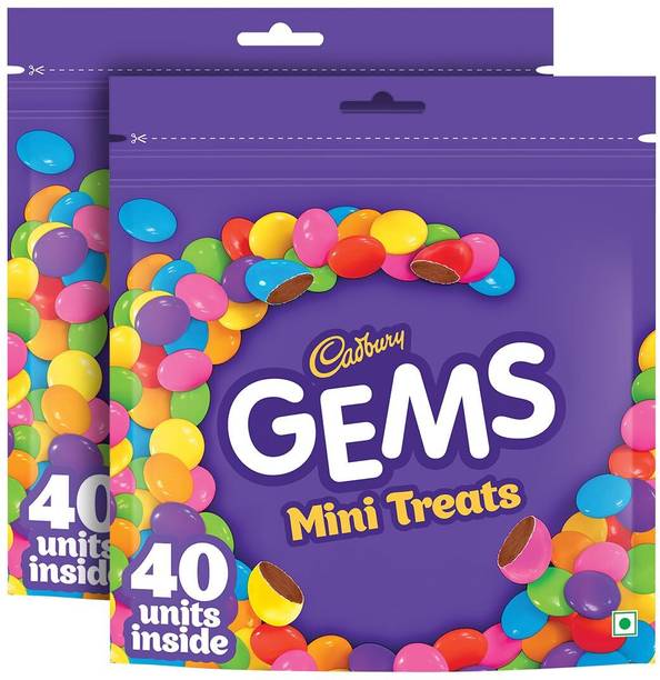 Cadbury Gems Chocolate Home Treats Pack, 125g Pack of 2 Bar Gift Pack