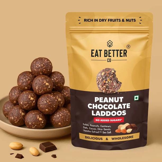 EAT BETTER CO Better Laddoos - Peanut & Chocolate -Sugar Free, 100% Natural, Healthy Dessert Bites