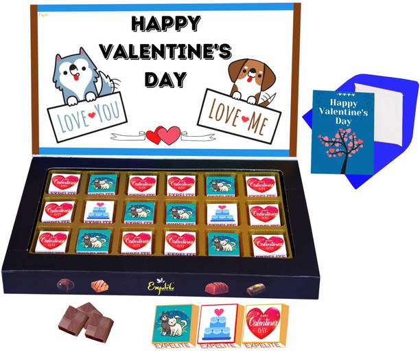 Expelite Happy Valentines Day Gift For Boyfriend 18 Chocolates , Valentines Day Gift For Girlfriend Bars
