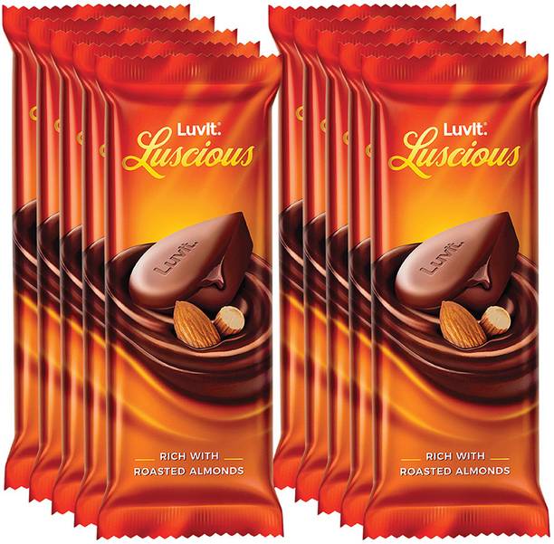 LuvIt Luscious Roasted Almonds Chocolate | Multipack | Deliciously Smooth | Bars