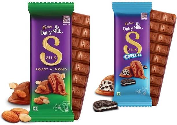 Cadbury Silk Roast Almond Chocolate 144 g & Silk Oreo 60g Bars