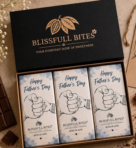 BLISSFULL BITES Father's Day Chocolate Gift Hamper | 6 Premium Chocolates for Dad & Father Bars