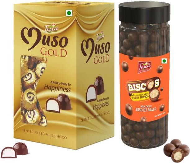 Tosca Muso Gold Chocolate Truffles (60 pcs) & Biscos Chocolate Biscuit Balls (150gm) Truffles, Crackles