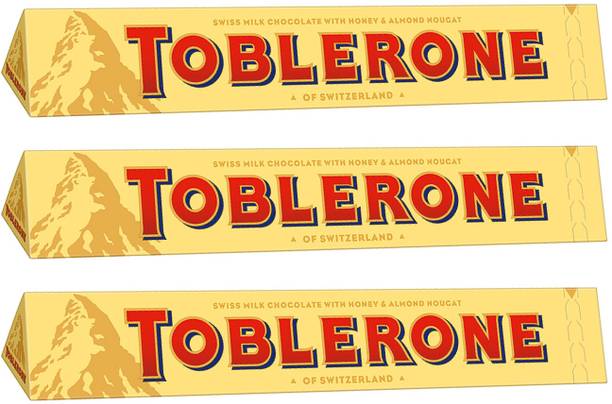 Toblerone SWISS MILK CHOCOLATE (3 x 100 gm) WITH HONEY & ALMOND NOUGAT Bars