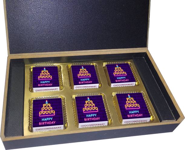 CHOCOINDIANART Delightful Happy Birthday Day-06pcs Delicious Chocolate Gift || Truffles