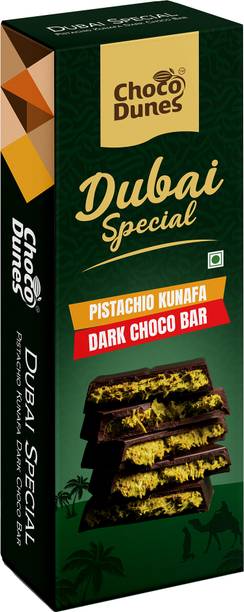 Chocodunes Dubai Special Pistachio Kunafa Dark Chocolate Bar | 50 g Bar
