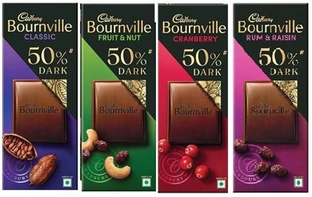 Cadbury BOURNVILE RUM & RAISIN FRUIT N NUT CRANBERRY AND CLASSIC 50% DARK CHOCO 