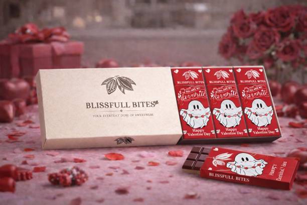 BLISSFULL BITES Valentine Chocolate gift Box 12 for Girlfriend Boyfriend Wife Husband Bars